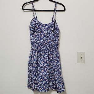 xhilaration Sleeveless Blue Floral Mini Dress Pockets Medium